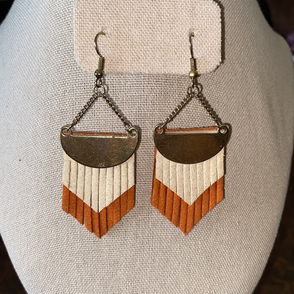 Plunder faux suede and gold tone earrings - Picture 2 of 2